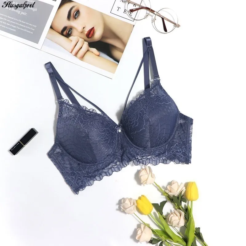 Plusgalpret Sexy Lace Embroidery Underwear Push Up Bra For Women Healthy And Breathable Lingerie 42-48 D E Cup