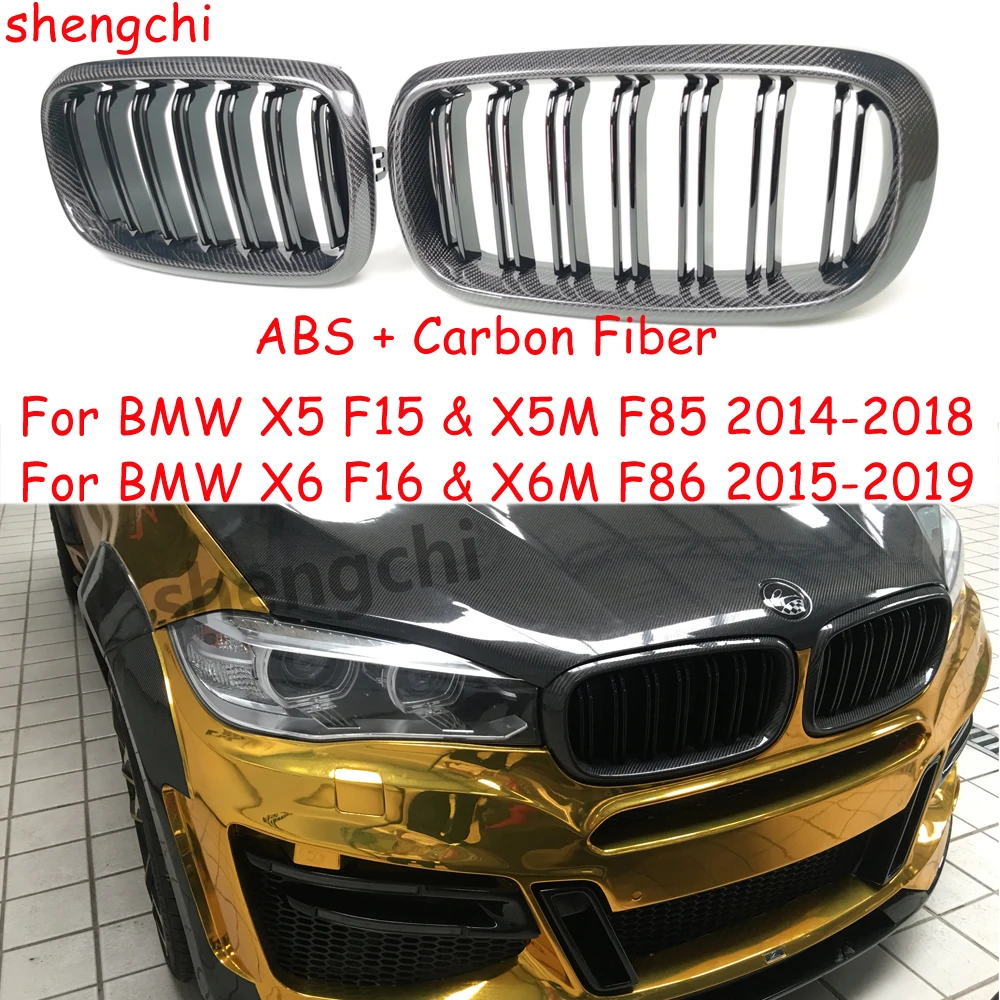 Фото Передняя решетка радиатора из карбона ABS для BMW X5 F15 X6 F16 xDrive40i xDrive50i xDrive25d, 2015-2019 гг. №1