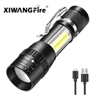 Фонарик T6 из алюминиевого сплава, 3 режима, перезаряжаемый, водонепроницаемый, с крючком