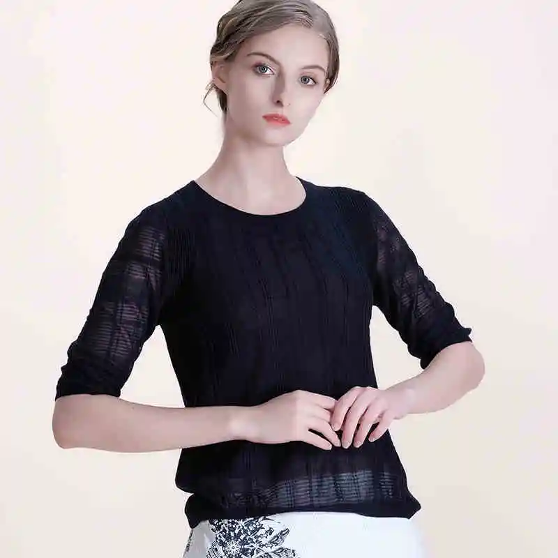 Летний женский топ пуловер крутой шелковый трикотаж с небом тонкая пригородная