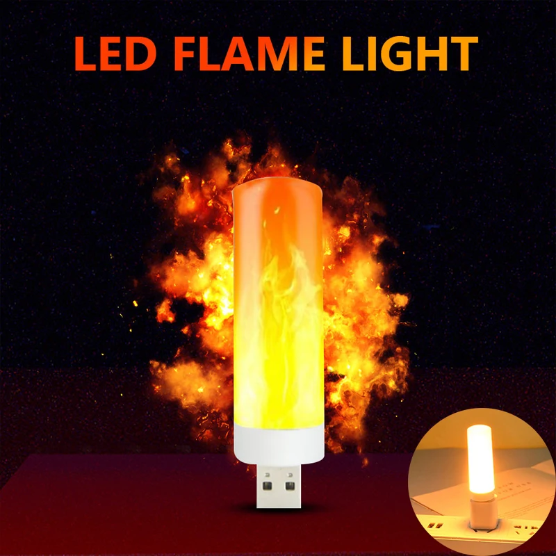 

Simulated Flame Flashing USB LED Sleep Aid Candle Light Children's Eye Protection Book Light for Camping Lighting