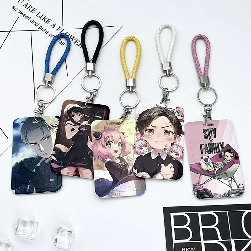 28 Style Anime SPY X FAMILY Keychain Card Cover Case Bank Business Work Card Holder with Long Short Strap Credit ID Card Cover