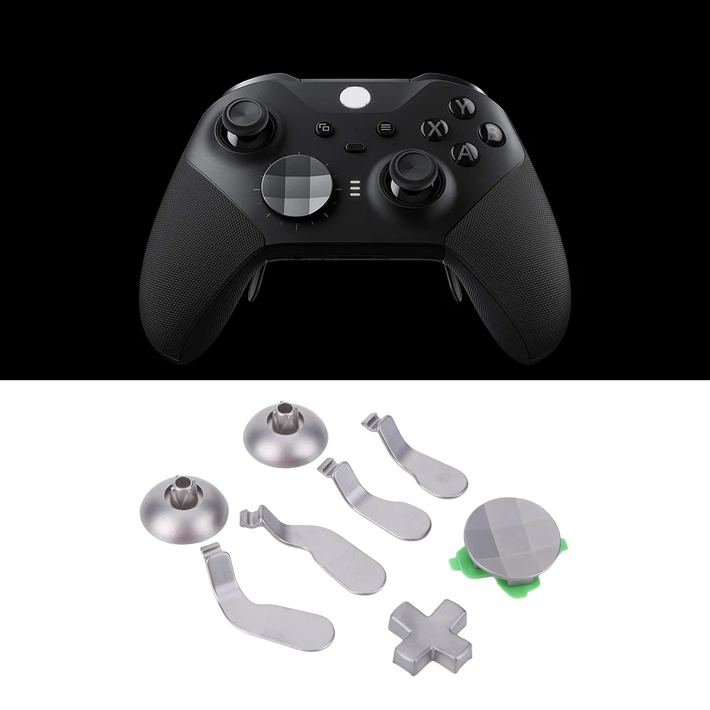 

18pcs Gaming Accessory Set 6 Different Metal Analog Sticks Replacement Parts 2 Thumb Joystick Base for Xbox One Elite Controller