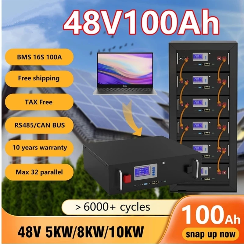 

Lifepo4 48v 200ah solar lithium battery 51.2v 5kw battery 6000+rs485 cycles/can max 32 parallel for inverter lifepo4 100ah