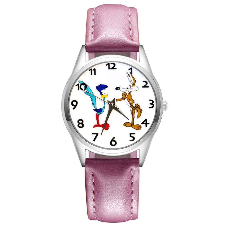 

Cartoon Wrist Watches Cute Bird Fox Style Children's Kids Students Girls Quartz Leather Strap Clock JC145