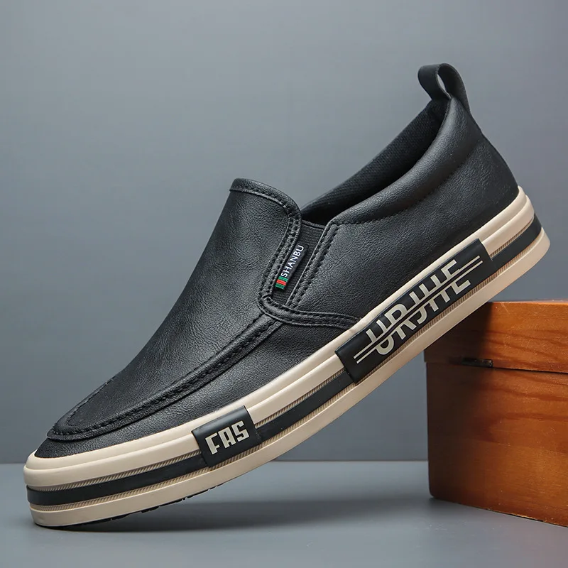 

Осенняя модная обувь для мальчиков, лодочки для прогулок, мужские черные туфли на плоской подошве, повседневные Мягкие кожаные кроссовки, женская обувь