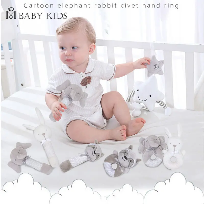 

Baby Rattles Mobiles Toddler Toys Bed Hanging Toys for Newborn Baby Soft Hand Bell Animal Musical Montessori Mobile Rattles Gift