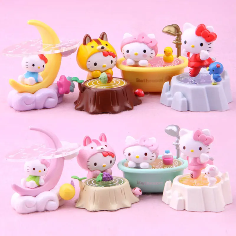 

8 шт. кавайная фигурка кошки Sanrio Kt из аниме «Луна», принцесса Китти», фигурки из ПВХ, милые модели для девочек, украшение для куклы, подарок на ...