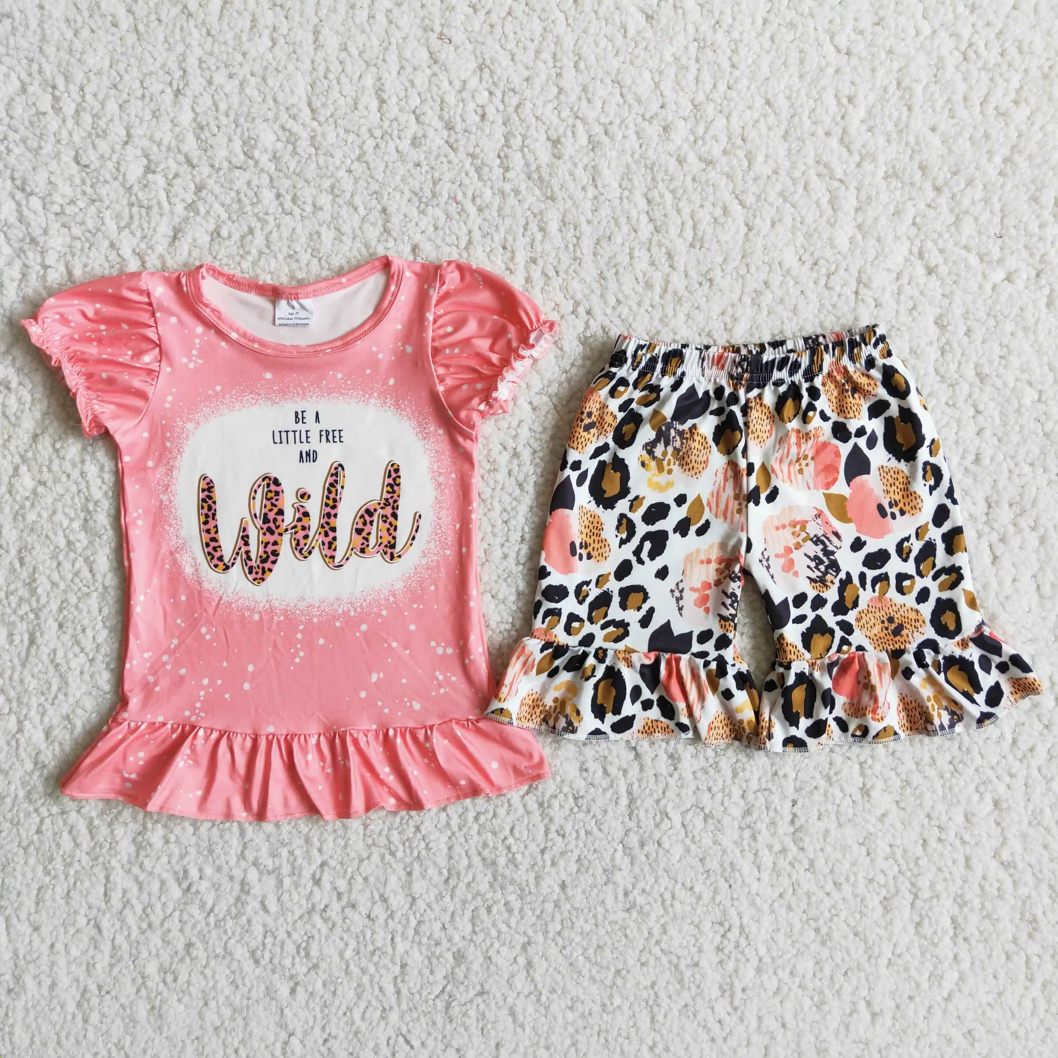 

Pink Short Sleeve Shirt Leopard Shorts Baby Girl Summer Outfits