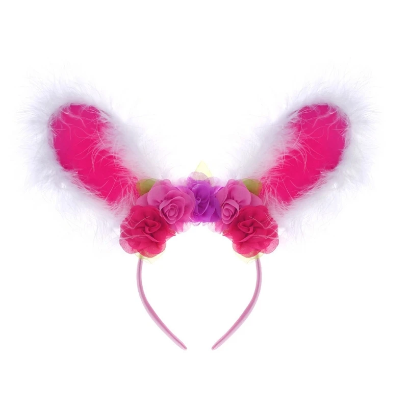 

Bunny Ears Headband Easter Rabbit Ears Headpiece Cosplay Party Hair Accessories Women Girls Flower Headbands