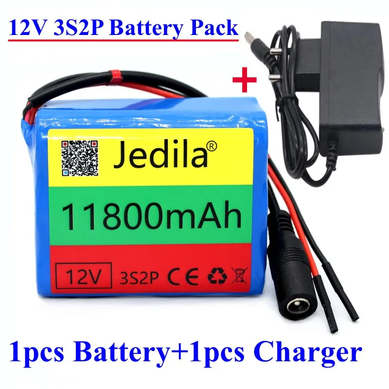 

100%.New.12V.11800 MAh.3S2P.Batterie Au Lithium.18650.Batterie Au Lithium Pack Protection Conseil Rechargeable.1A Chargeur.