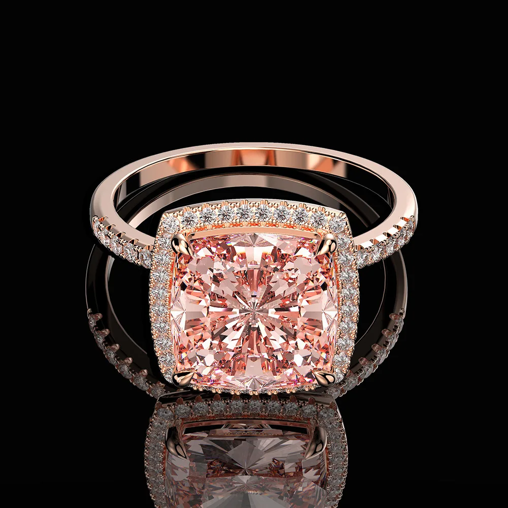 

2023 New Sterling Silver 5 Carat Morgan Powder Fat Square 9 * 9 High Carbon Diamond Ring for Women's High Grade Sense