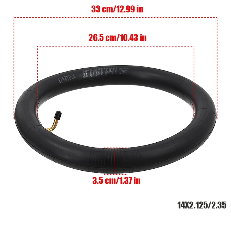 14x125/2.35 14-дюймовая внутренняя трубка с изогнутым штоком клапана для шин