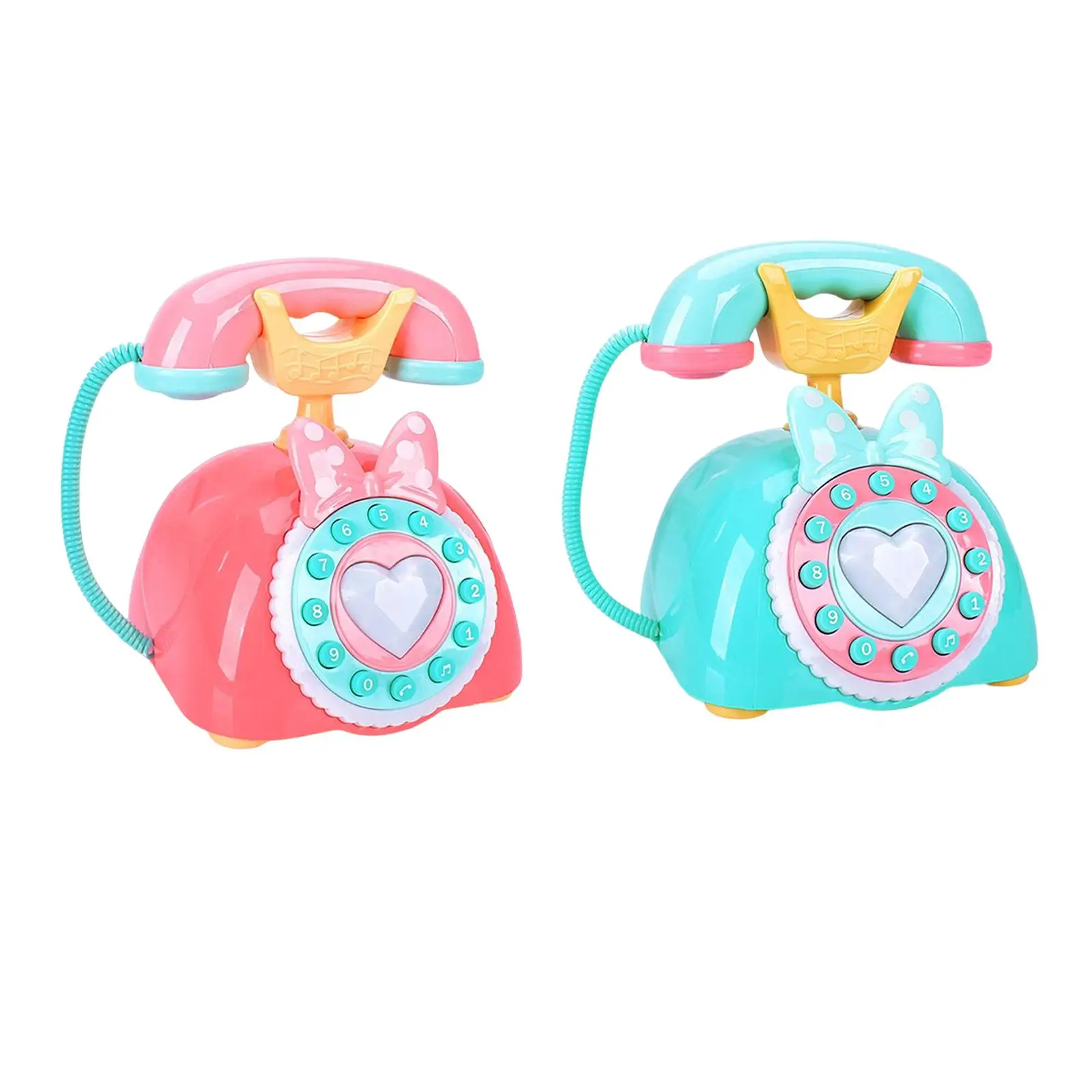 

Retro Telephone Toy Gift Multifunction with Light for Preschool Pretend Play