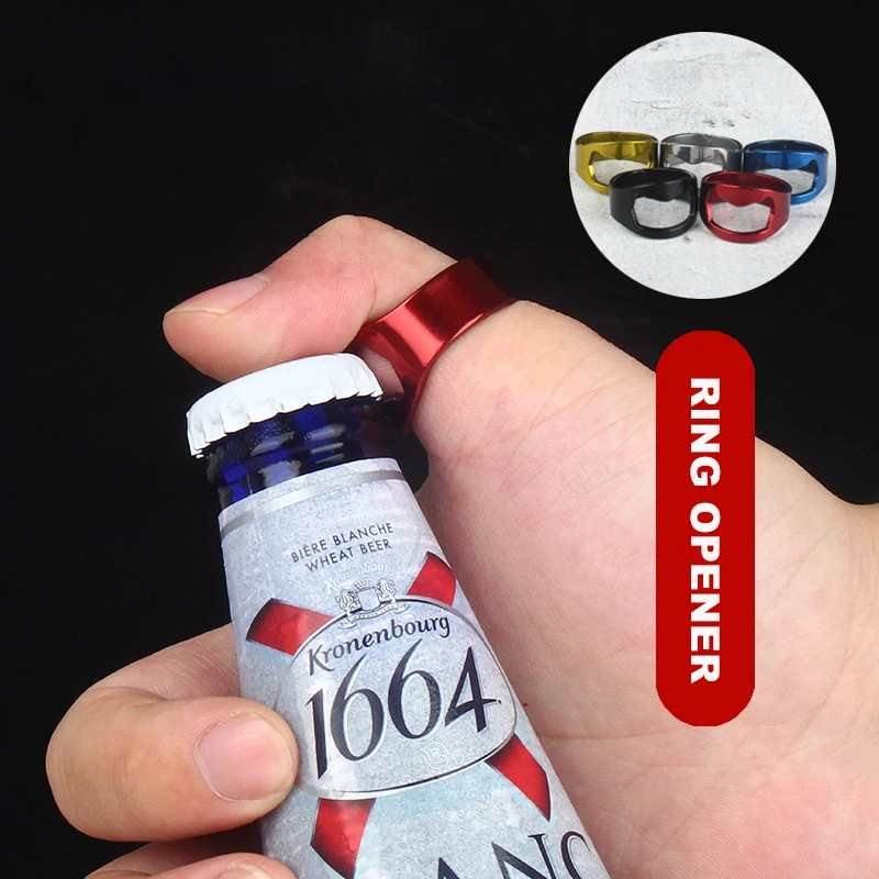 

Beer Opener Ring Stainless Steel Bottle Jar Opener Kitchen Gadgets Bar Tool Outside Party Beer Open Tool Portable Creative