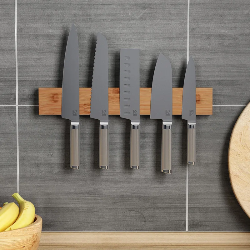 Soporte magnético de madera para cuchillos, potente soporte de pared para cuchillos de Metal, bloque de madera de Acacia, estante para cuchillos, herramientas de cocina