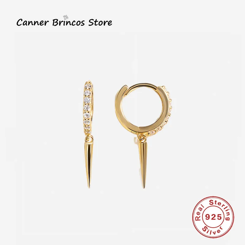 

CANNER Real 925 Silver Pendant Earrings Punk Gothic Geometric Crystal 2021 Trendy Ear rings For Women 925 Silver Party Jewelry