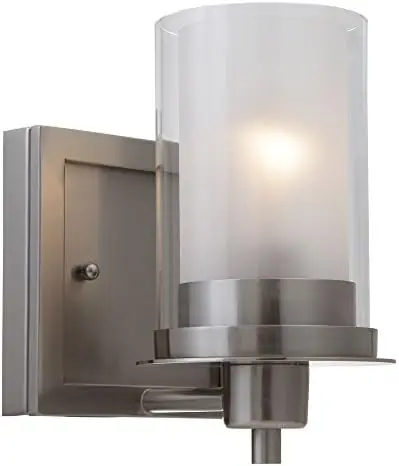 

Nickel 3 Light Sconce/Bathroom Fixture with Clear and Frosted Glass 73472 Reading light Bedroom decor aesthetic Crow lamp Bedr