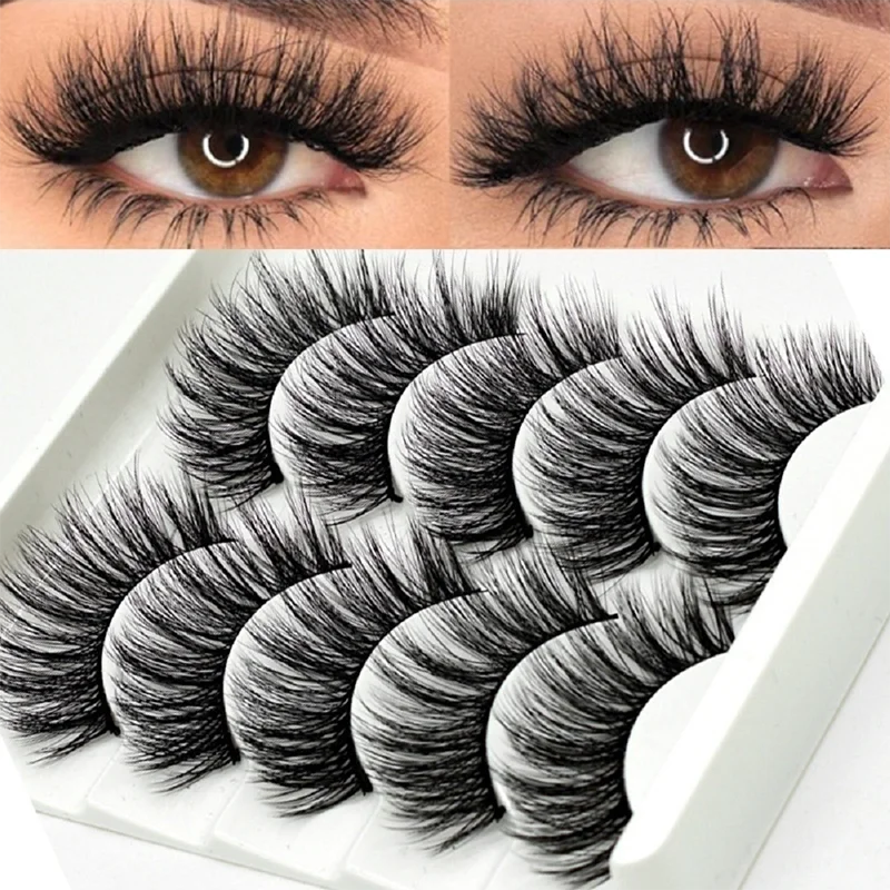 

New 5Pairs Mink Lashes Hair Multilayers 3D False Eyelashes Eye Lashes Extension Full Volume Fake Eyelashes Beauty Fashion Lashes
