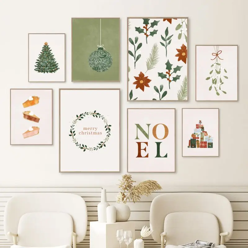 Скандинавское Рождественское Украшение На Стену Постер Деревня Эльфа Пейзаж