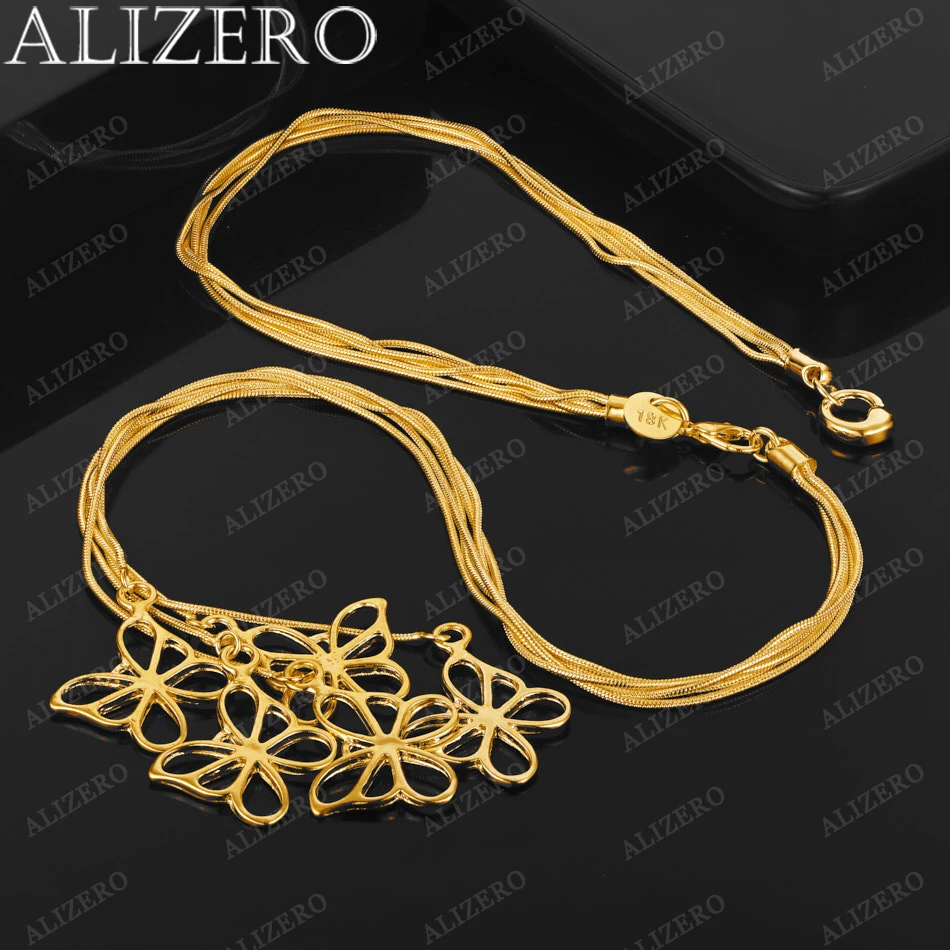 Ожерелье ALIZERO из 18-каратного золота ожерелье с кулоном в виде пяти бабочек 18