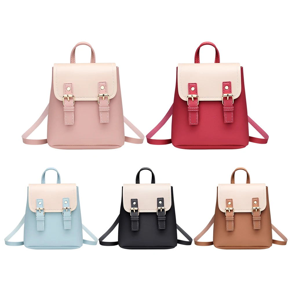 

Mini PU Leather Fashion School Bags for Teenage Girls Casual Women Backpack