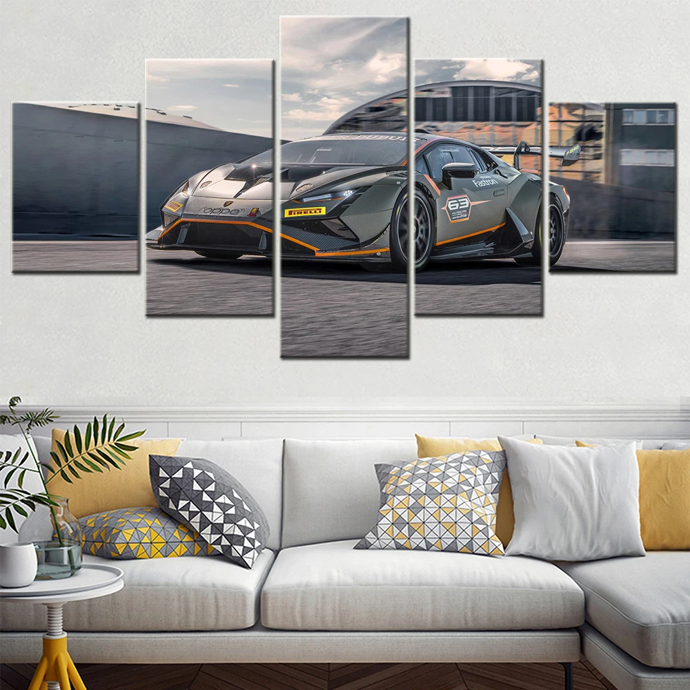 

5 Pieces 2022 Lamborghini Huracan Super Trofeo EVO2 Painting Wall Art Bedroom Decoration Aesthetic Poster Prints for Living Room
