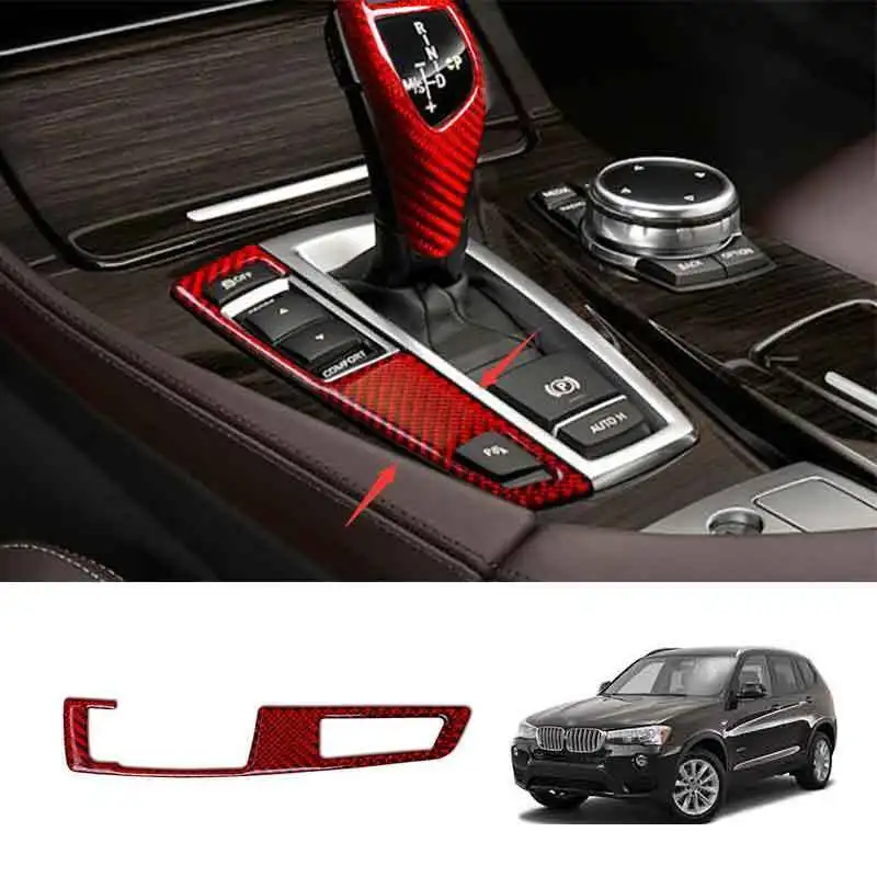 

Red Carbon Fiber Middle Console Gear Shift Panel Trim For BMW X3 F25 X4 2011-17
