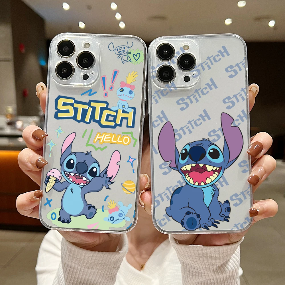 

Disney cute Stitch Phone Case For iphone 14 13 12 11 XS Pro Max Mini X XR 6 6S 7 8 Plus SE 2020 Soft Silicone Transparent Capa