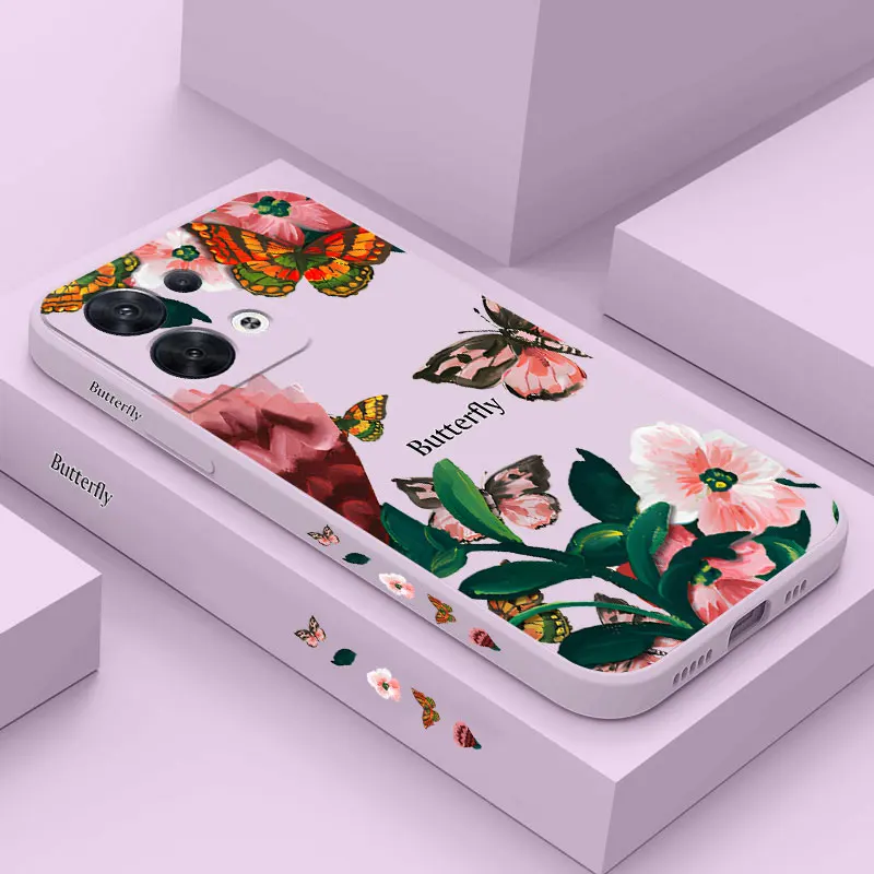 Силиконовый чехол для телефона Butterfly Garden OPPO Reno 8Pro 8T 10 10Pro Plus 8 7Z 7Lite 6Lite 6ProPlus 5Pro 5Lite 6 6Z