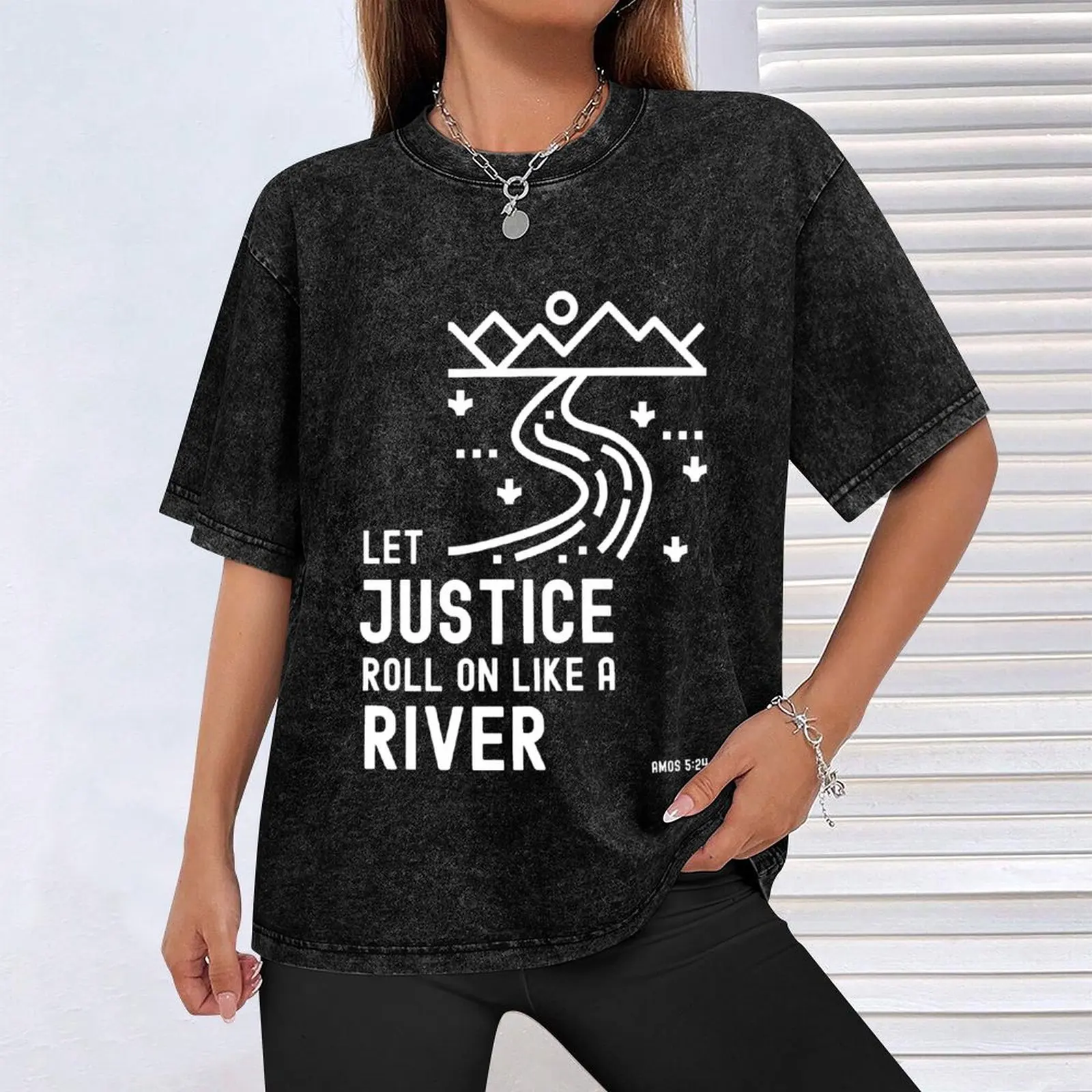 Мужская хлопковая футболка Amos 5:24 Justice Like a River