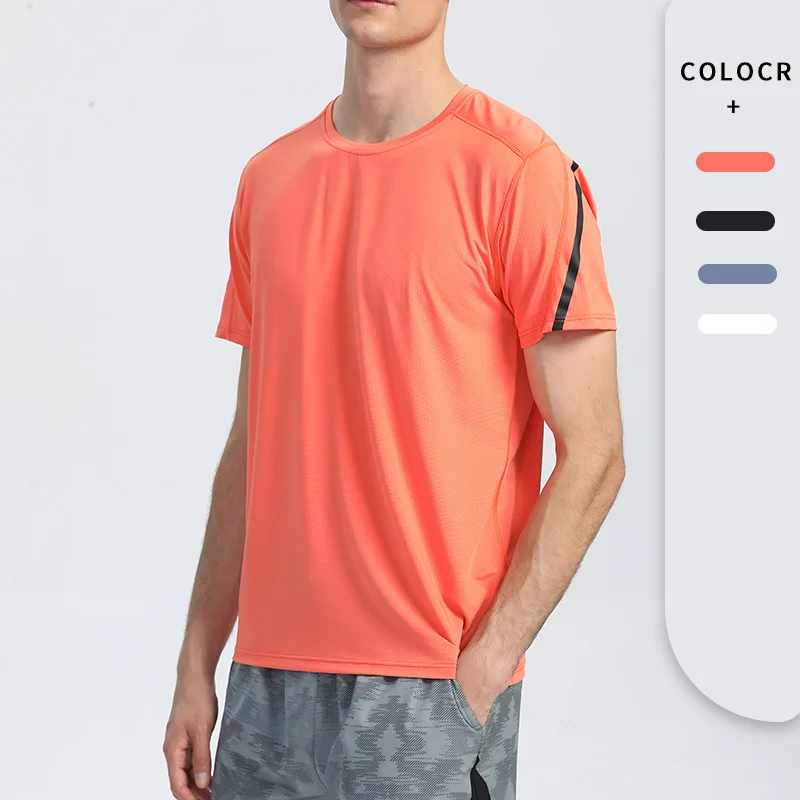 Men Quick Dry T Shirt Short Sleeve Fitness Shirt Trainer Running Gym T-shirt Sportswear Quick-Drying Tee Sports Team Man