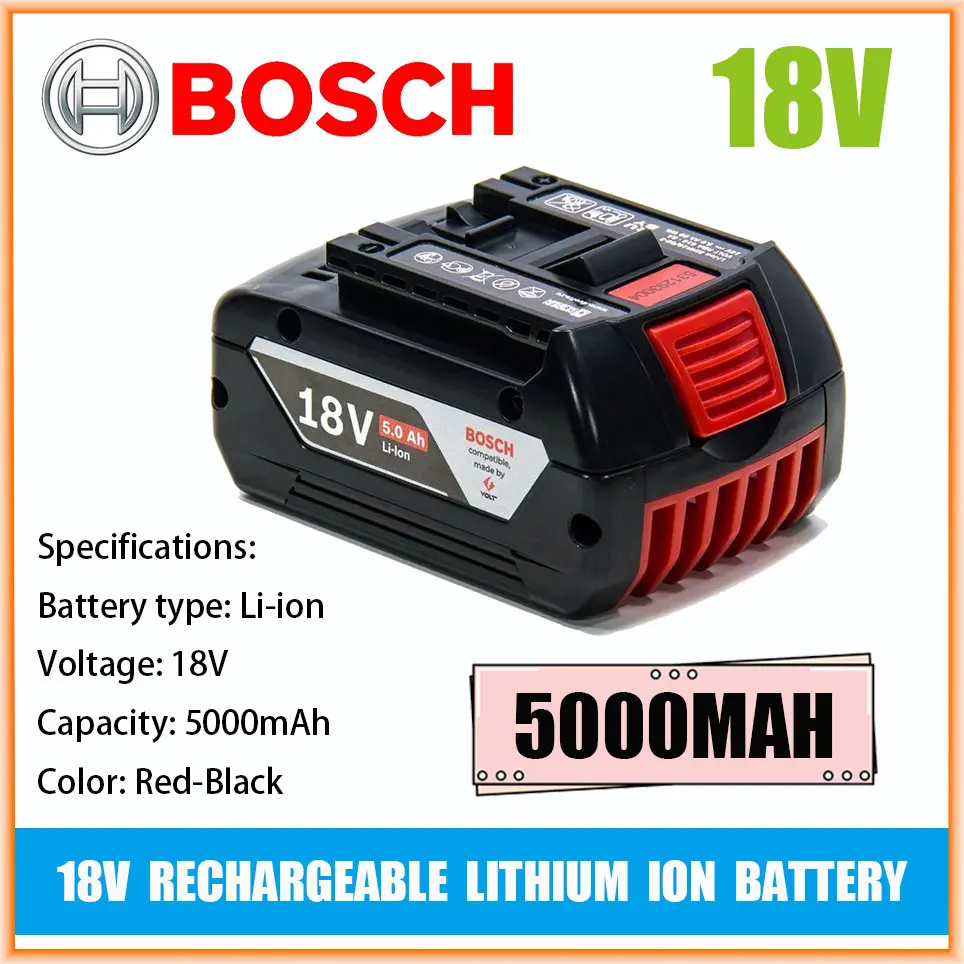 

18V 5000mAh Rechargeable Lithium Ion Battery 100% new Original for Bosch 18V 6.0A Backup Battery Portable Replacement BAT609