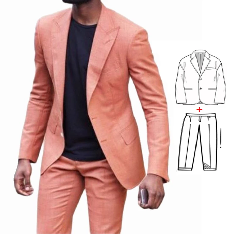 New Design 2 Piece Mens Suit Tailor Made One Button Business Suit for Men Groom Tuxedo Wedding Suits Causal Blazer(Jacket+Pants)