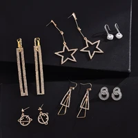 new fashion round dangle drop korean earrings for women geometric round heart gold earring wedding kolczyki jewelry