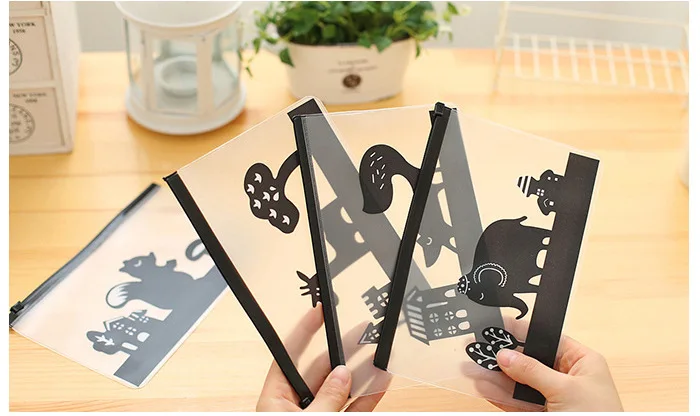 

Cute animal translucent storage bag pencil bag pen case for kids Stationery office school supplies Escolar Papelaria