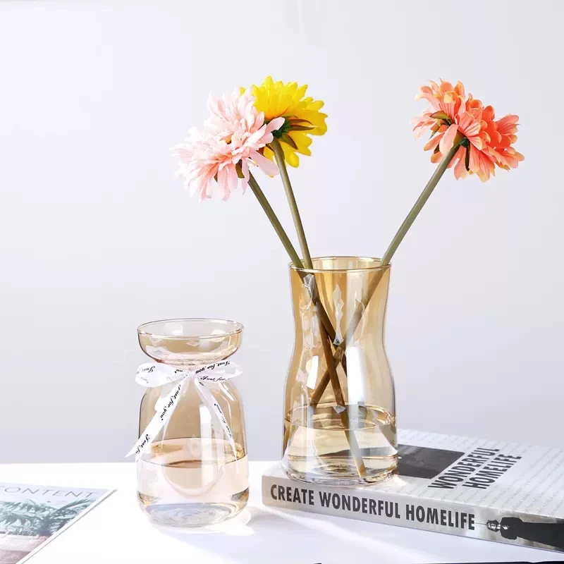 Скандинавские стеклянные вазы креативные градиентные простое украшение сушеные