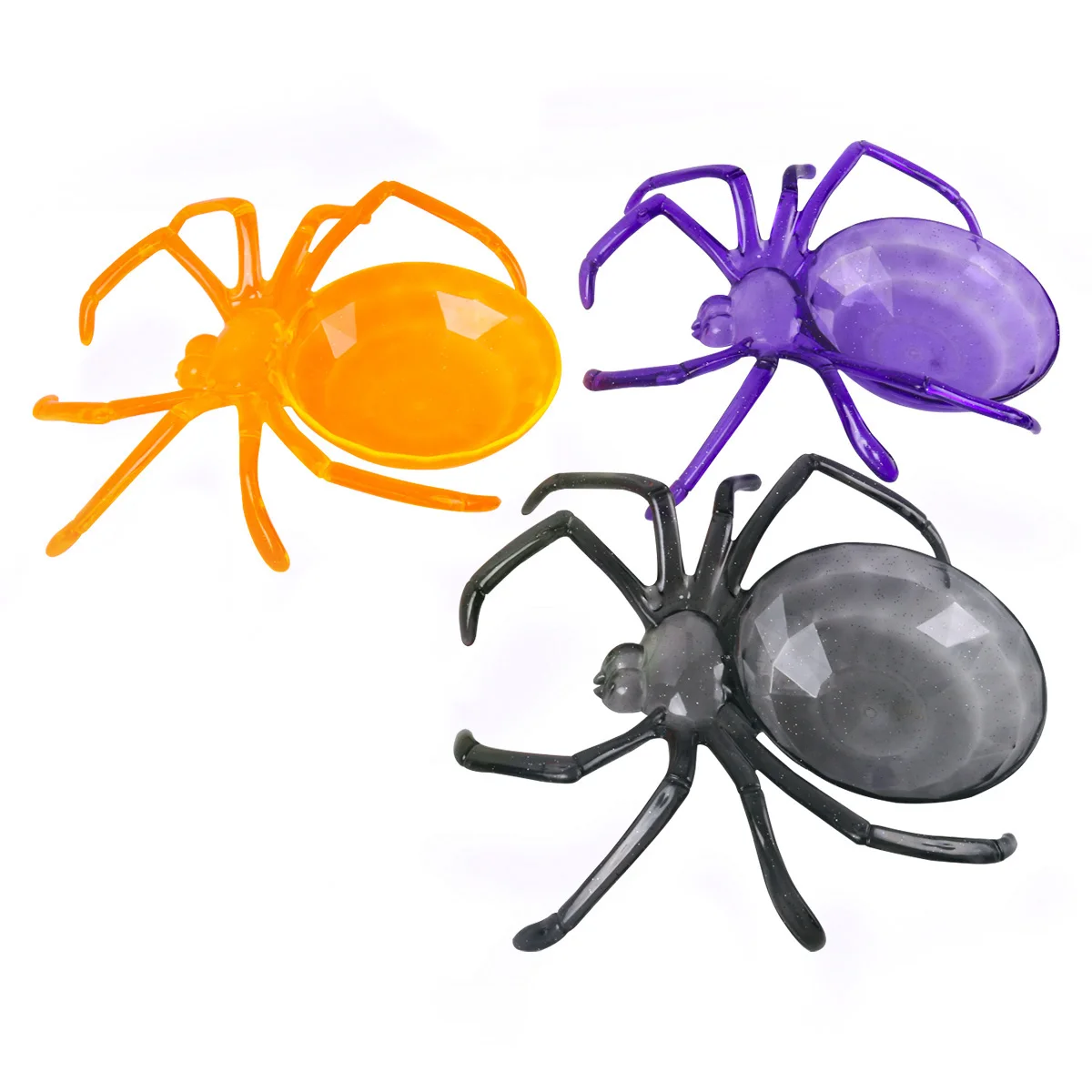 3 Упаковки Пластиковой Чаши В Форме Паука Оранжевого И Фиолетового Цвета Для