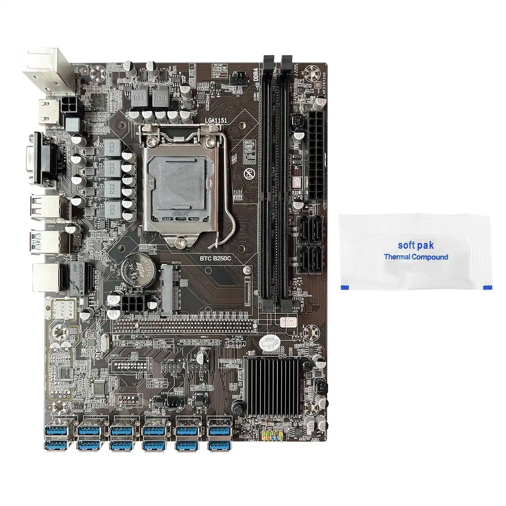 Материнская плата B250C для майнинга BTC + термальная смазка 12xpcie на USB3.0 слот GPU LGA1151 DDR4 MSATA для материнской платы ETH Miner