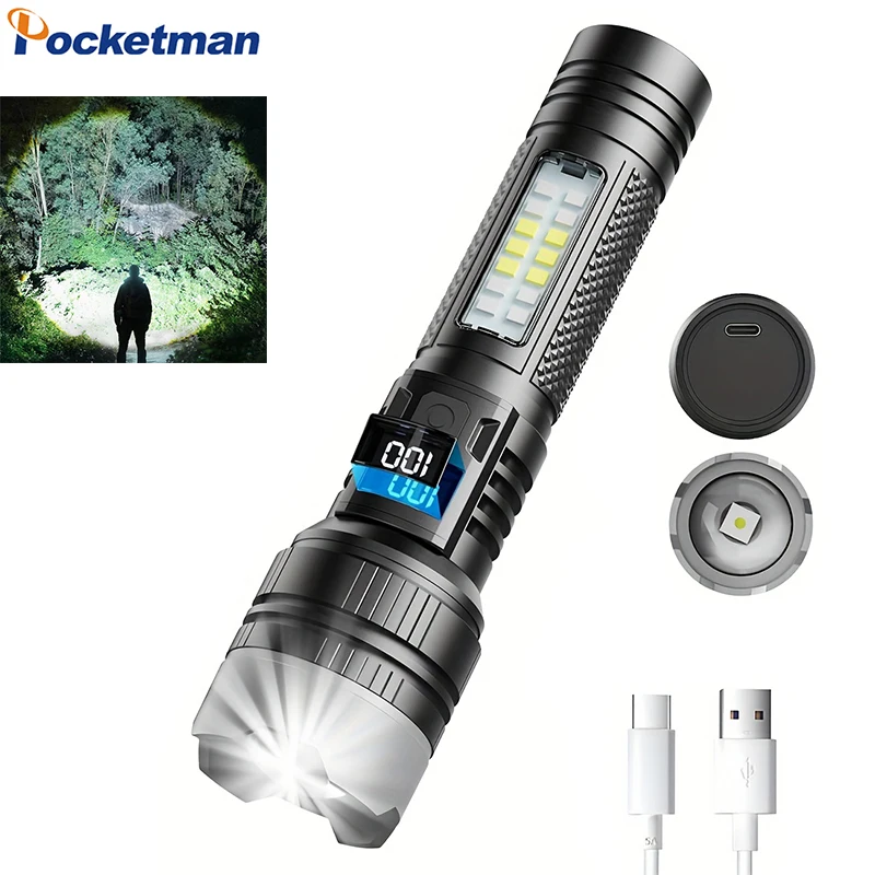 

Перезаряжаемый 5-режимный светодиодный фонарик ABS белого цвета