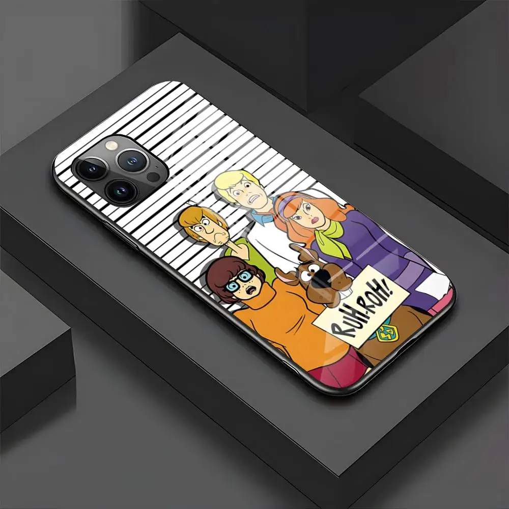 Чехол для телефона MINISO-Scoobys Cartoon Cute-Dooo IPhone 15 Pro 16 14 13 12 11 Mini X XS XR Max стеклянный дизайн