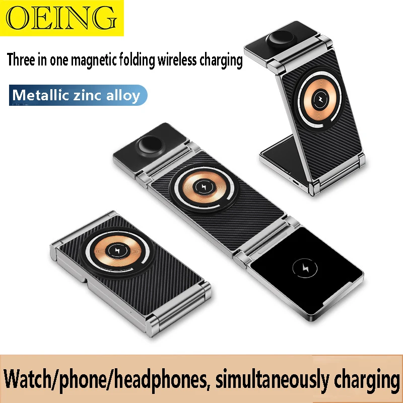 

4 in 1 Magnetic Wireless Charger Holder Foldable for iPhone 14 13 12 11 XS X Apple Watch AirPods 15W Fast Charging Dock Station