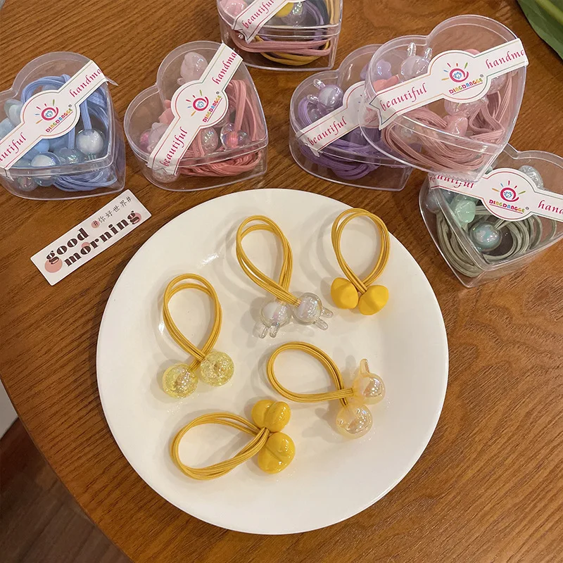 

5Pcs/Set Hair Bands for Girls Cartoon Hair Ties High Ponytail Holder Hair Accessories Elastic Hair Band Decoration Headdress Kid