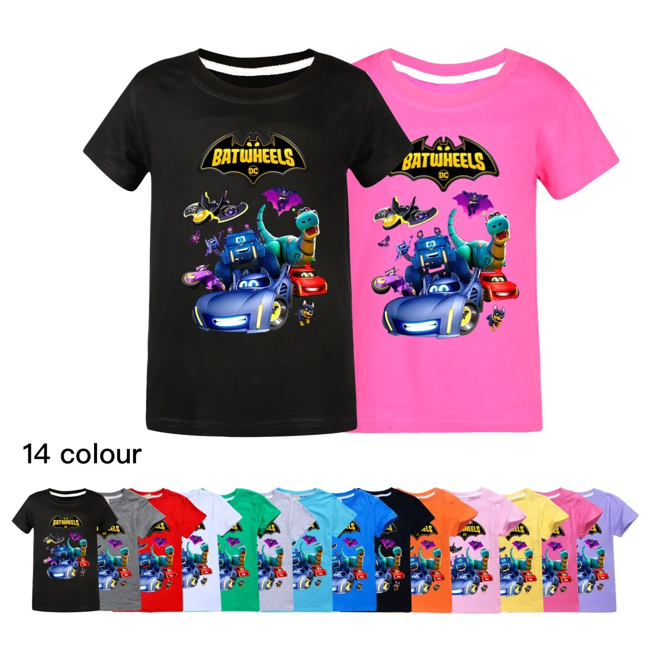 Детская Хлопковая футболка с коротким рукавом и принтом летучая мышь