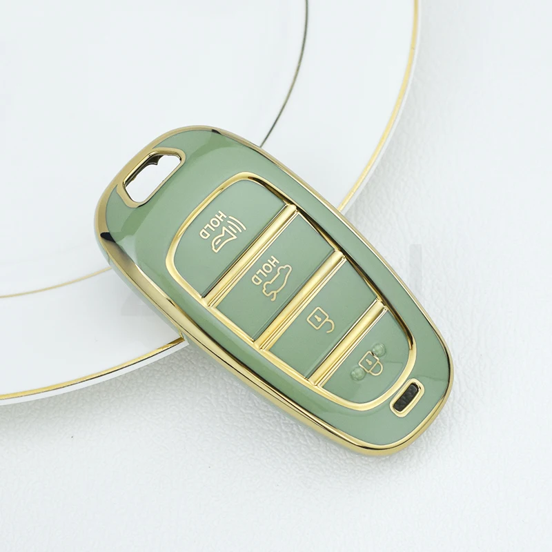 

4-кнопочный чехол из ТПУ для автомобильного дистанционного ключа, брелок для Hyundai Solaris Sonata Hybrid NEXO Tucson NX4 SantaFe Dn8 Atos Prime, держатель