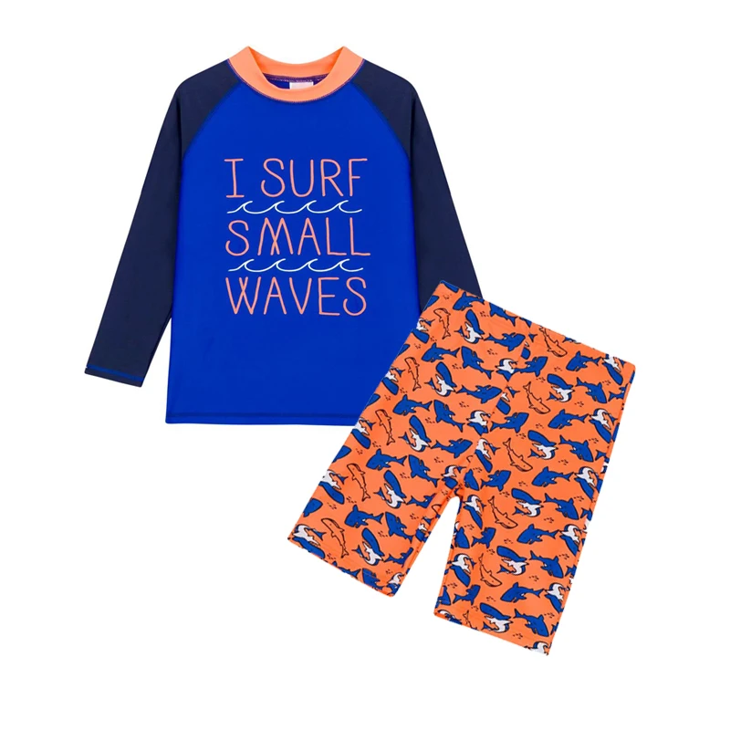 

Boys Two Piece Swimwear Long Sleeve UV 50+ Sun Protection Swimsuit Kids for Boy 5-14 Years Children Swimwear Rash Guard