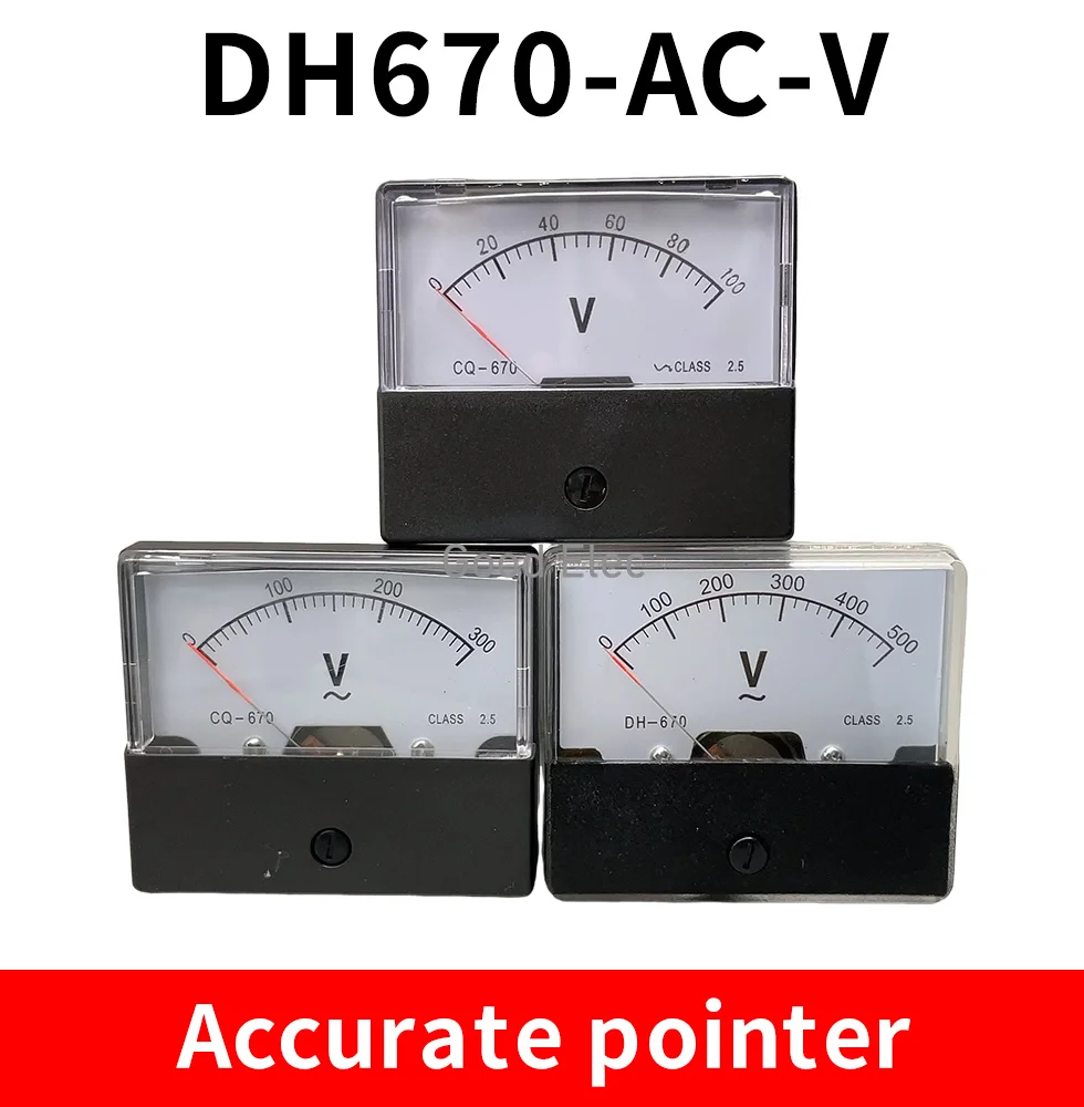 DH670 Аналоговый панельный измеритель амперметра тока Механический указатель 1-500 В