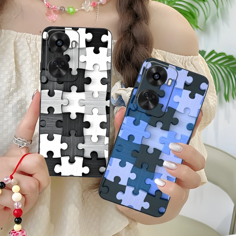 Чехол для мобильного телефона Puzzle Pretty Fashion Huawei Nova 12 11 10 9 8 7 Pro SE 5G черный мягкий