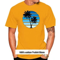 camiseta de manga corta para hombre camisa con estampado de retrowave blue sunset top