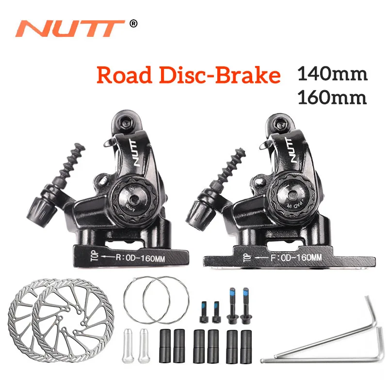 

NUTT дорожный велосипед дисковый тормоз плоский двойной-действие Суппорт механический провод тянуть дисковый тормоз передний задний 140/160 мм части велосипеда